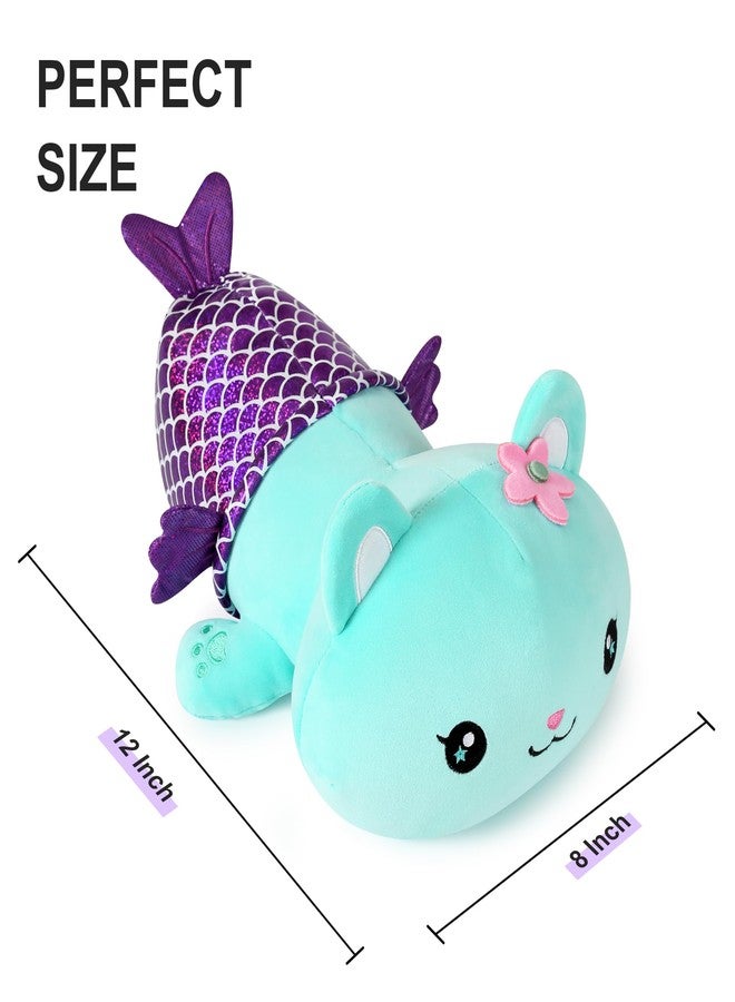Onsoyours Cute Kitten Mermaid Plush Toy Stuffed Animal Kitty Soft Mermaid Cat Plush Pillow for Kids (Blue Cat Mermaid, 12") - Image 4